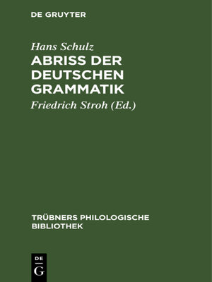 cover image of Abriss der deutschen Grammatik